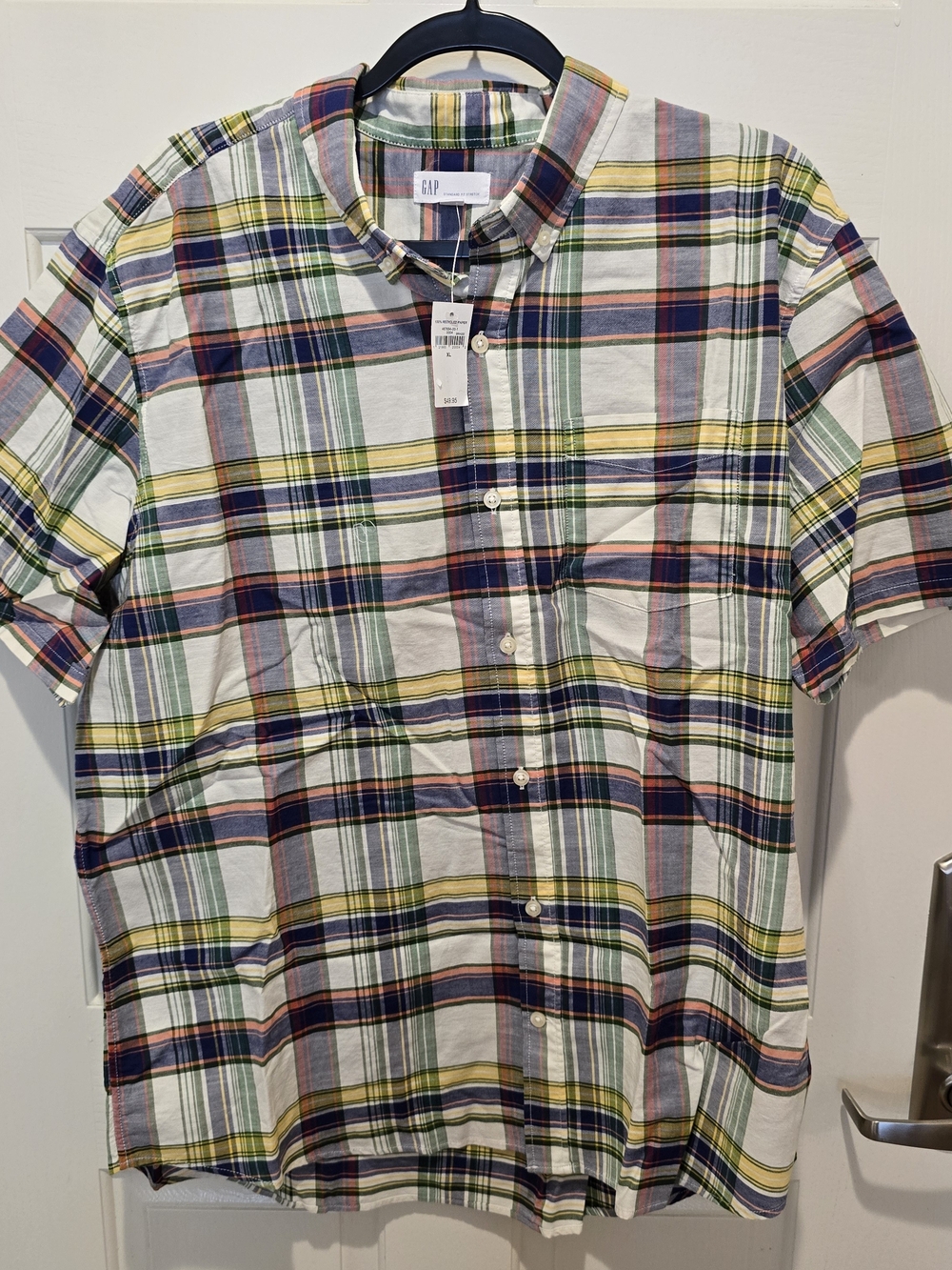 Gap Stretch XL Plaid Short Sleeve Button Up Shirt Multicolor Mens